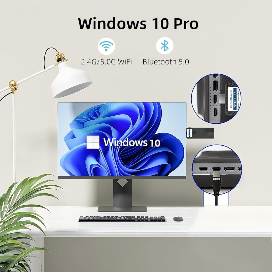 HEIGAOLAPC PC Stick Win 10, Pentium N4200 (1.1GHz) 4GB DDR4 RAM 64GB eMMC, Fanless Mini Computer, Du