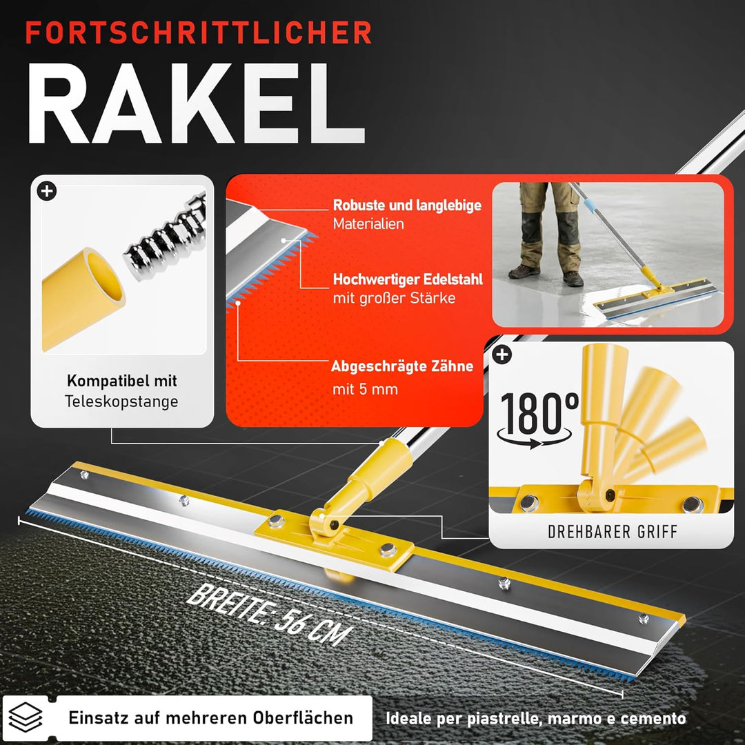 Bodenbeschichtung Entlüftungsroller Set | Enthält Stachelwalze Ausgleichsmasse 11 mm, Rakel Ausgleic