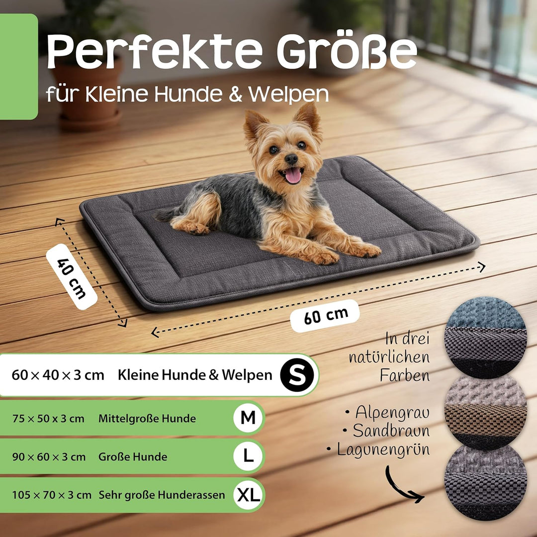 RAW Nature Hundematte KIVO S – 60x45x3 cm Alpengrau, rutschfeste Hundeliegematte aus Cord, waschbar,