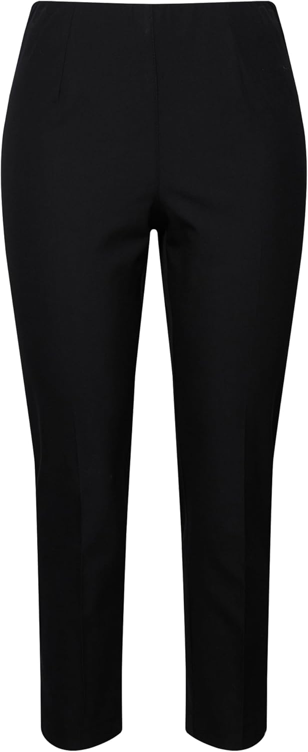 Ulla Popken Damen 7/8-Hose, schmales Bein, Elastikbund, 33W / 32L Schwarz