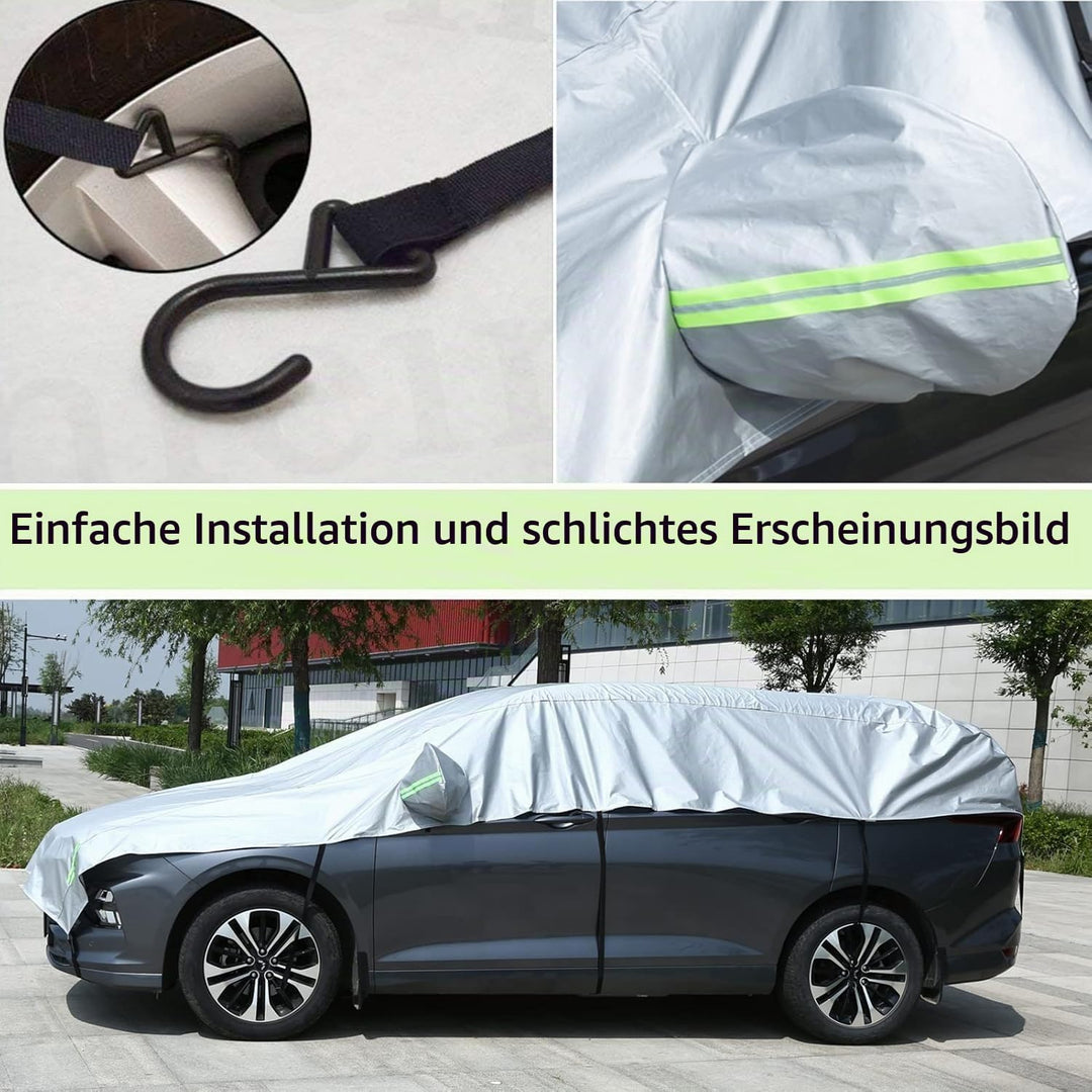 Halbgarage für Auto Windschutzscheibe Abdeckplane Winter, Halbe Autoabdeckung Universal Halbabdeckun