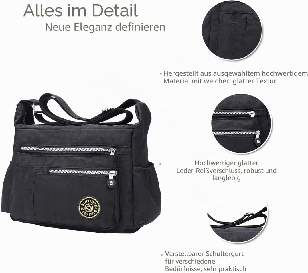 NICOLE & DORIS Damen Umhängetasche Lässige Schultertasche Frauen Handtasche Reissverschluss Tasche m