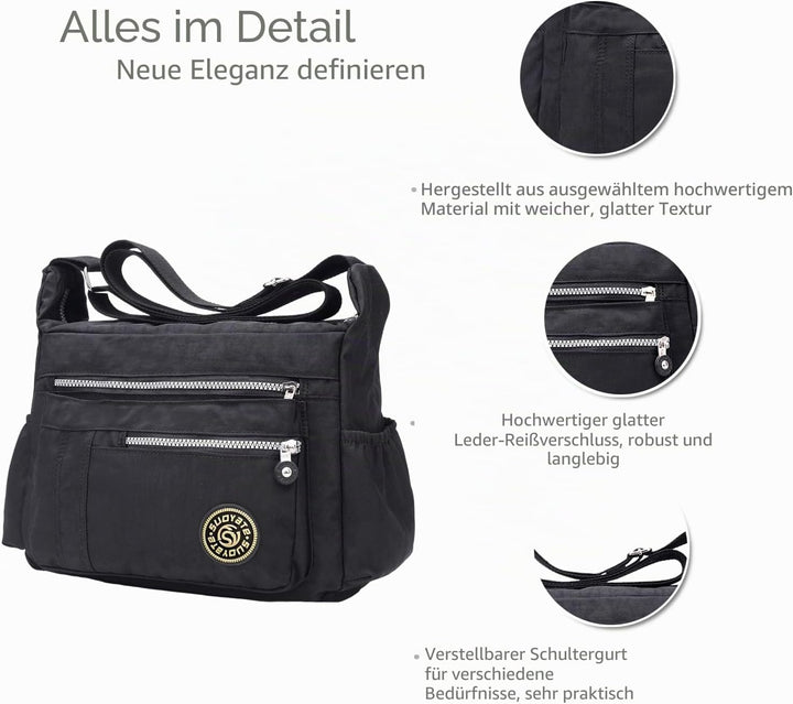 NICOLE & DORIS Damen Umhängetasche Lässige Schultertasche Frauen Handtasche Reissverschluss Tasche m