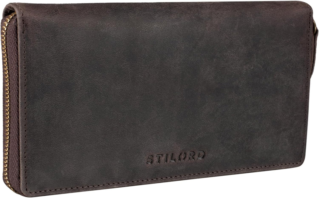 STILORD 'Emilia' Damen Portemonnaie RFID Schutz Elegante Klassische Geldbörse gross aus echtem Rinds