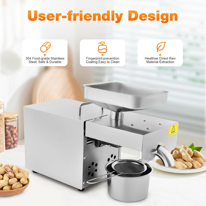 1500W Automatische Ölpresse Maschine Edelstahl Elektrisch Ölpresse mit LCD Anzeige 6-Gang-Smart-Heiz