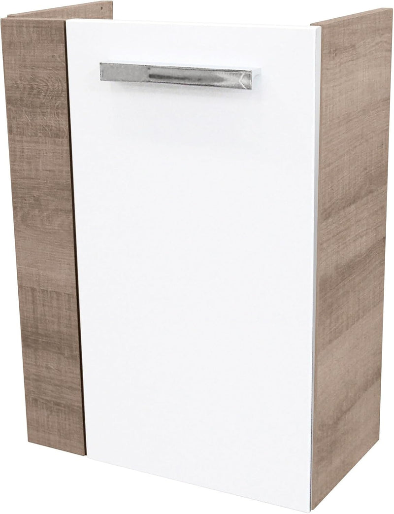 FACKELMANN SBC Mini Waschtischunterschrank 45 Weiss Hochglanz - Graueiche | Art.Nr: 86029