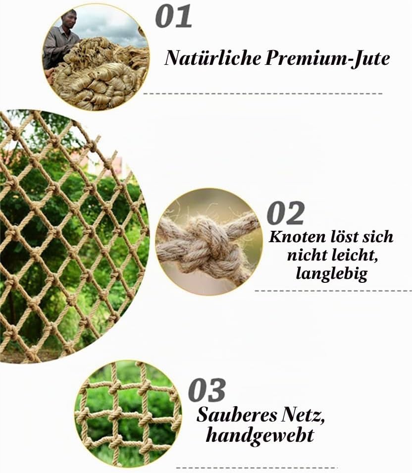 Dekoratives Seilnetz für Drinnen oder Draussen, Sicherheit Schutzhanfseil Net - Kinderbalkongeländer