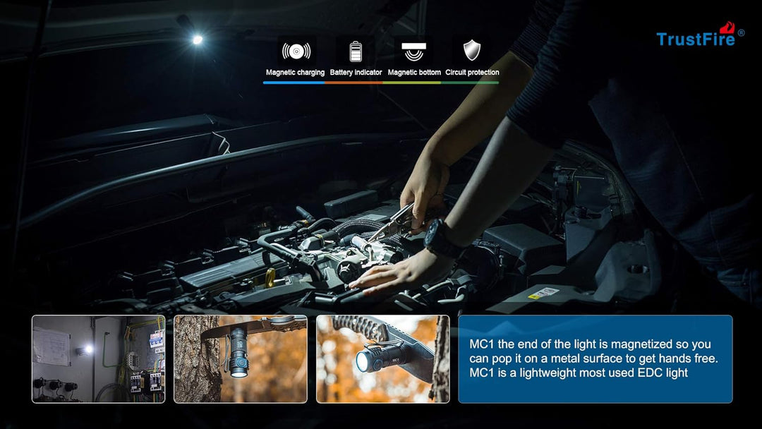 TrustFire MC1 Led Taschenlampe 1000 Lumen Taschenlampe Led Aufladbar 4 Modi EDC Taschenlampe mit Cli