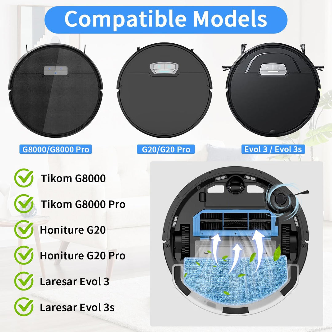 Zubehörset für Tikom G8000/G8000 Pro, für Honiture G20/G20 Pro, für Laresar Evol 3 Saugroboter Staub