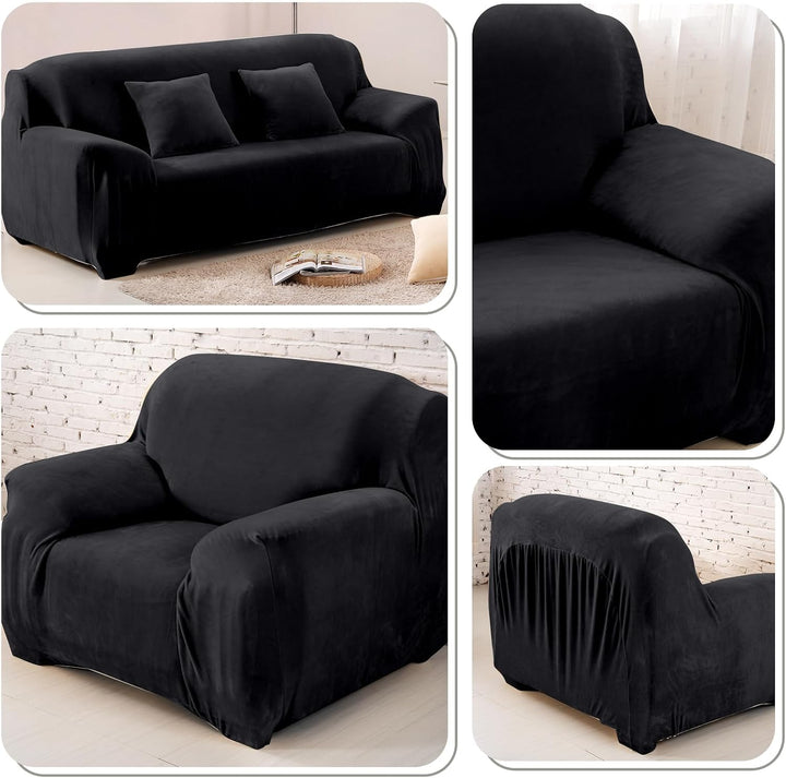 PETCUTE Sesselbezüge Elastische Sesselbezüge Dicke Sofabezüge Sofabezüge Schwarz 1 Sitzer Schwarz, 1
