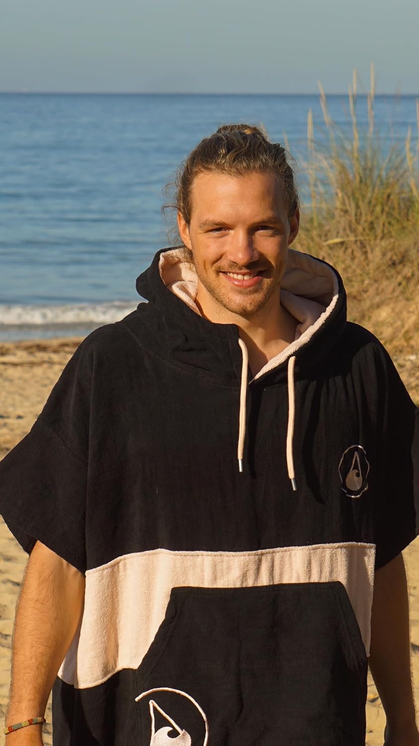 WAVE HAWAII Barravento Surfponcho für Körpergrössen 160-190 cm Poncho 100% ÖKO Baumwolle Velours Umk