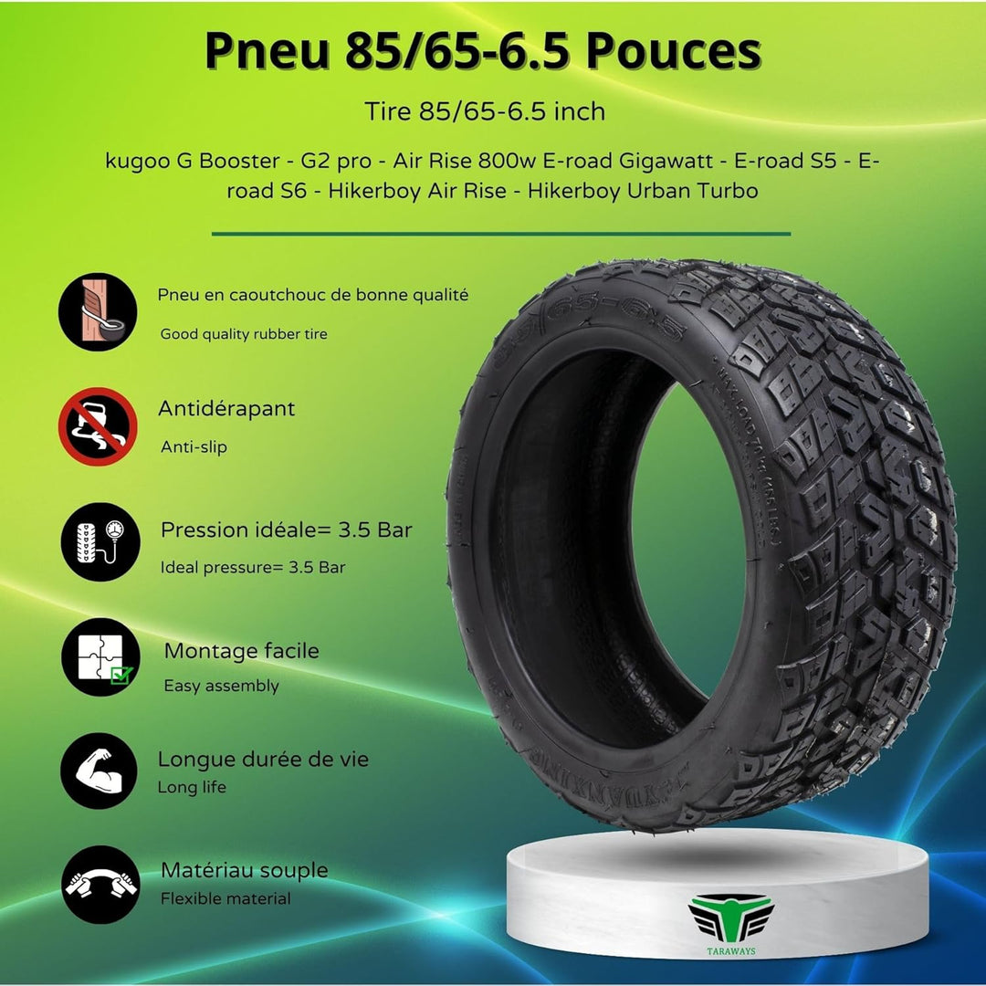 85/65-6.5 Reifen für Elektro-Scooter Kugoo G Booster - G2 pro - Air Rise 800w E-road Gigawatt - E-ro