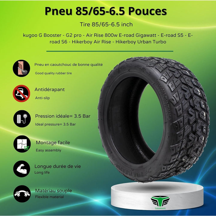 85/65-6.5 Reifen für Elektro-Scooter Kugoo G Booster - G2 pro - Air Rise 800w E-road Gigawatt - E-ro
