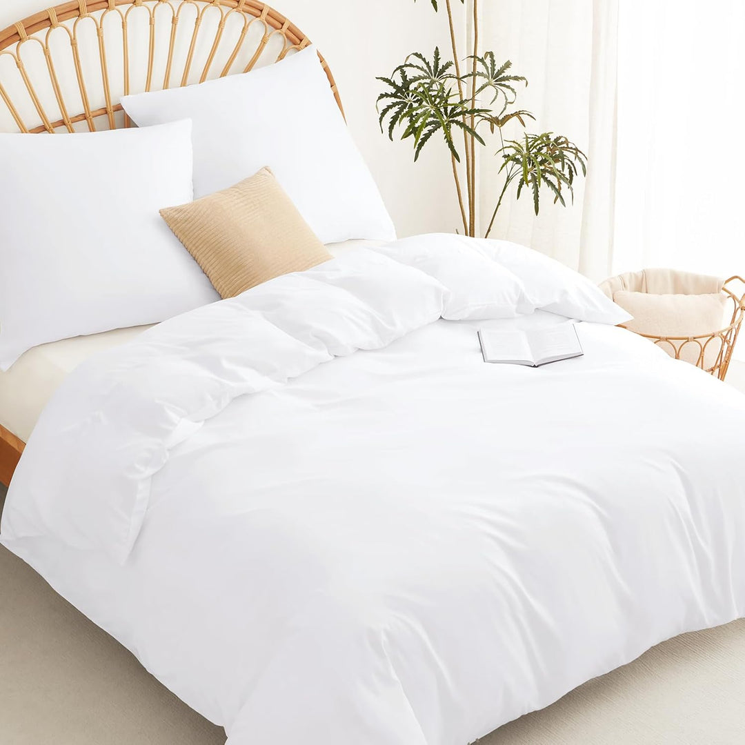 WAVVE Bettwäsche 220x240 3 teilig Weiss - Bettbezug 220 x 240 Set mit Kissenbezüge 80x80 cm, Bettwäs