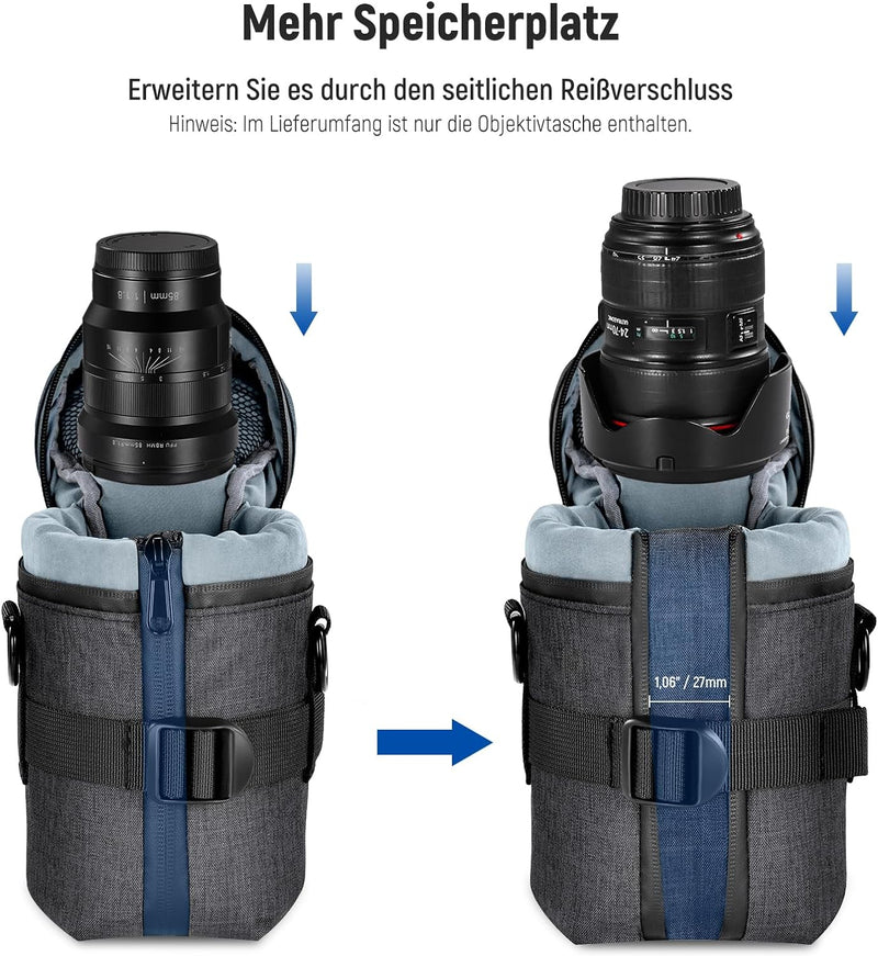 NEEWER Kameraobjektivtasche für 100x140mm DSLR Kameraobjektiv, wasserabweisend, verdickt, erweiterba