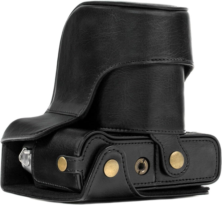 MegaGear MG576 Ever Ready Leder Kameratasche mit Trageriemen kompatibel mit Fujifilm X-T30, X-T20 (1