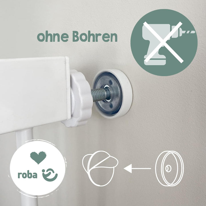 roba easySafe+ Tür- & Treppenschutzgitter aus Metall - Verstellbreite 75-82cm - Erweiterbar bis 110c