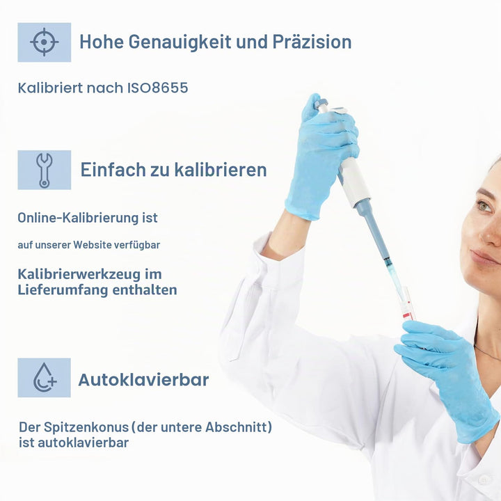 ONiLAB 2-10ml Labor Einkanal Pipette Scientific Labormikropipette Handbuch Einstellbares Volumen, Ho
