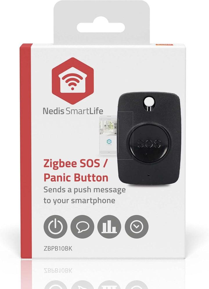 Nedis Smart-Panik-Knopf - Zigbee 3.0 - Batterietyp – Energie: CR2450 - Schwarz