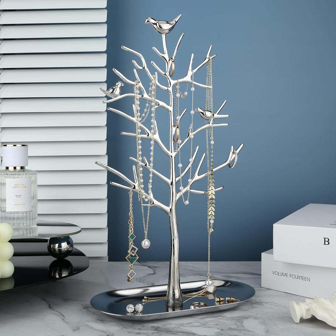 MORE&LESS Zweig Schmuckständer mit Metalltablett Farbe Luxus Baum Turm hängende Aufbewahrungsstücke