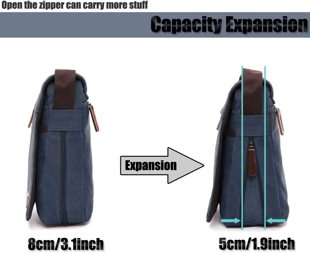 LOSMILE Herren Umhängetaschen, Leinwand Schultertaschen, Laptoptasche,Schulranzen, für Schule und Ar