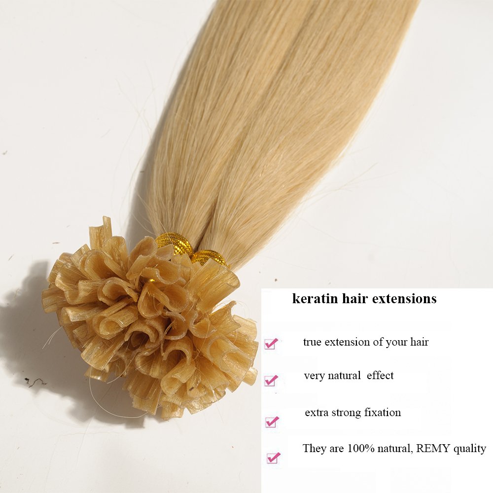 SEGO Bondings Extensions Echthaar 0.5g/Strähnen Haarverlängerung Keratin U-Tip 100% Human Hair 100 S