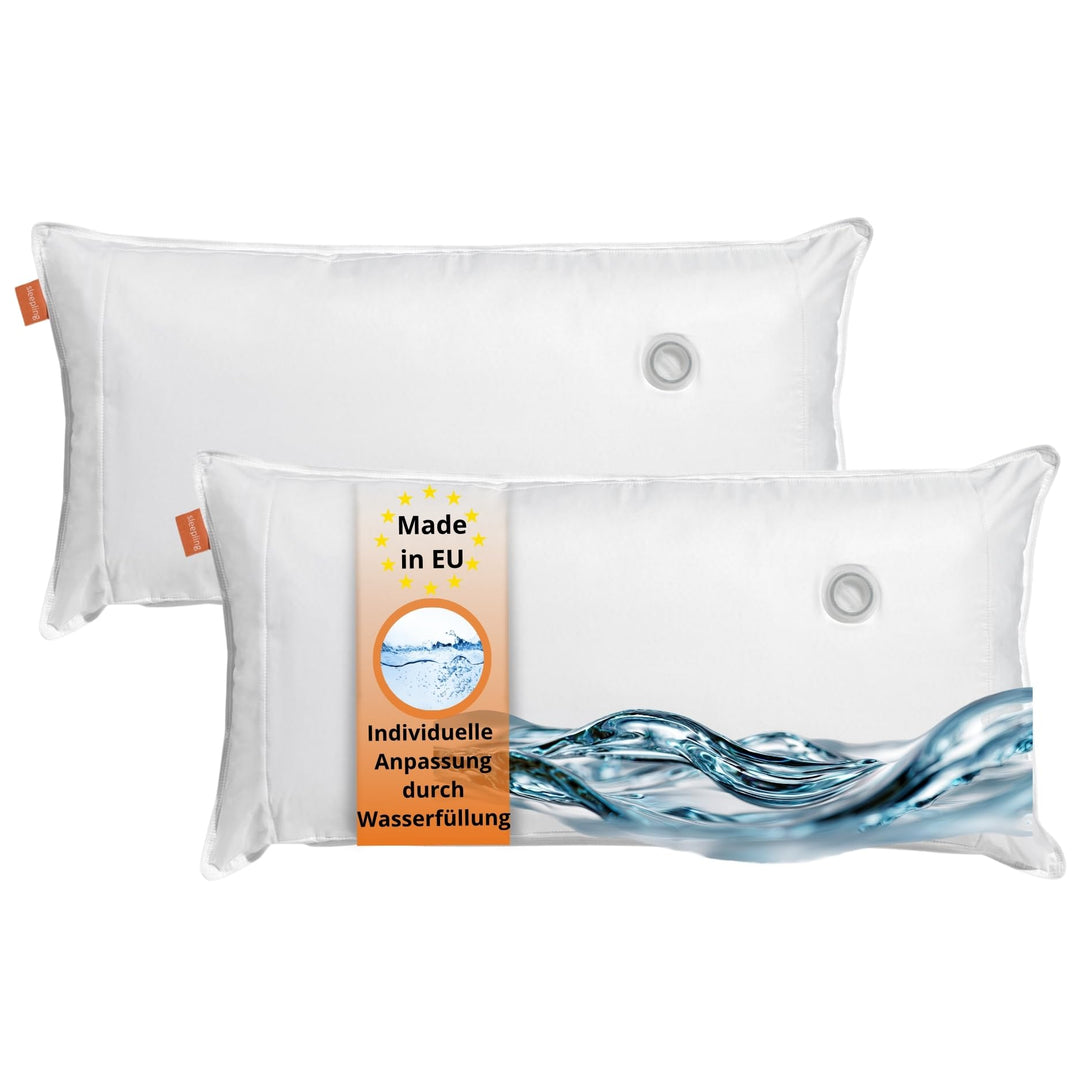 sleepling 194094 2er Set Wasserkissen | orthopädisches Kopfkissen | Bezug aus 100% Baumwolle | Made