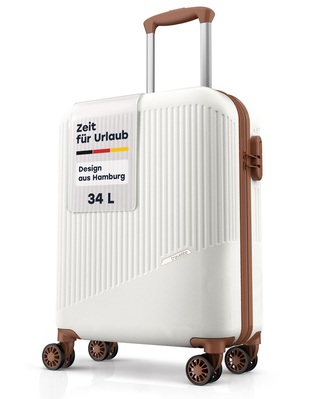 Travelite Handgepäck Trolley klein, Bali, 55x39x20 cm, 2,5 kg, Kratzfeste Hartschale, mit 4 Doppelro