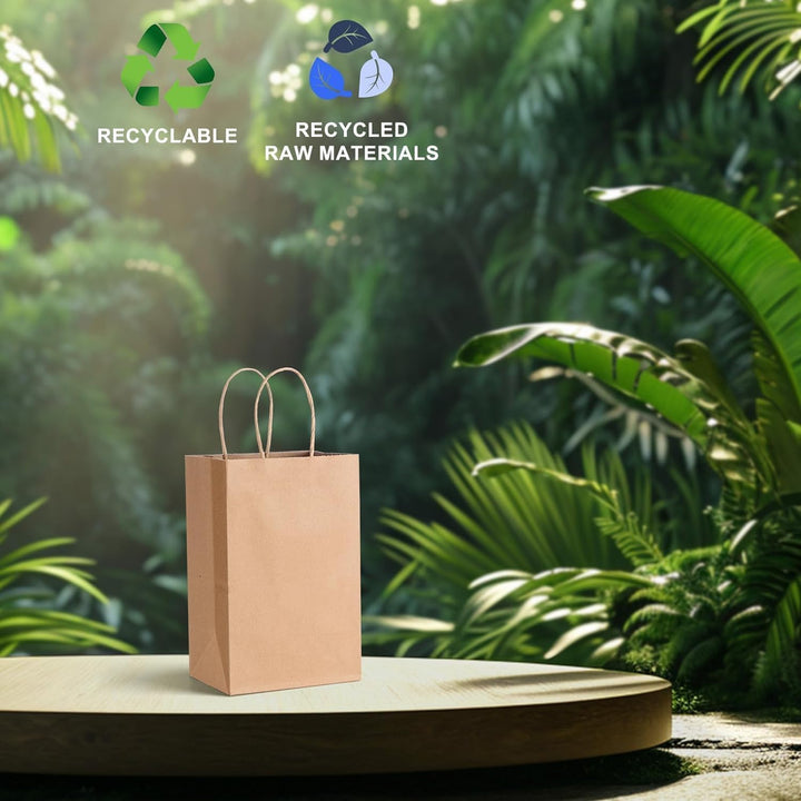 Switory 100 Stück Papiertüten Geschenktüten Braun Kraftpapiertüte mit Henkel zum Geschenke, Party, G