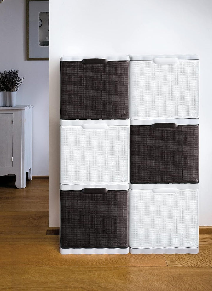 Stefanplast 30340 Schuhschrank-Box, Aufbewahren, In Rattanoptik aus Kunststoff, 40 x 30 x 40 cm