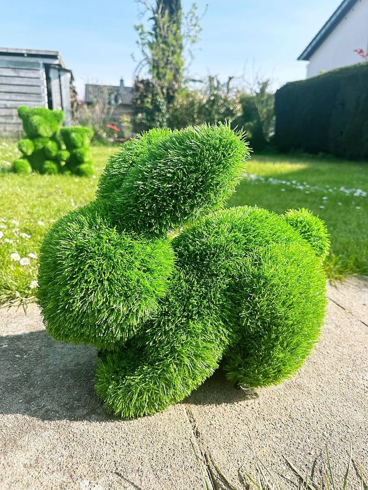 Innovative Kunstwerk Figuren aus Kunstrasen Hase Bär Hund Tier Garten Dekoration Gras Deko (Hase, 35