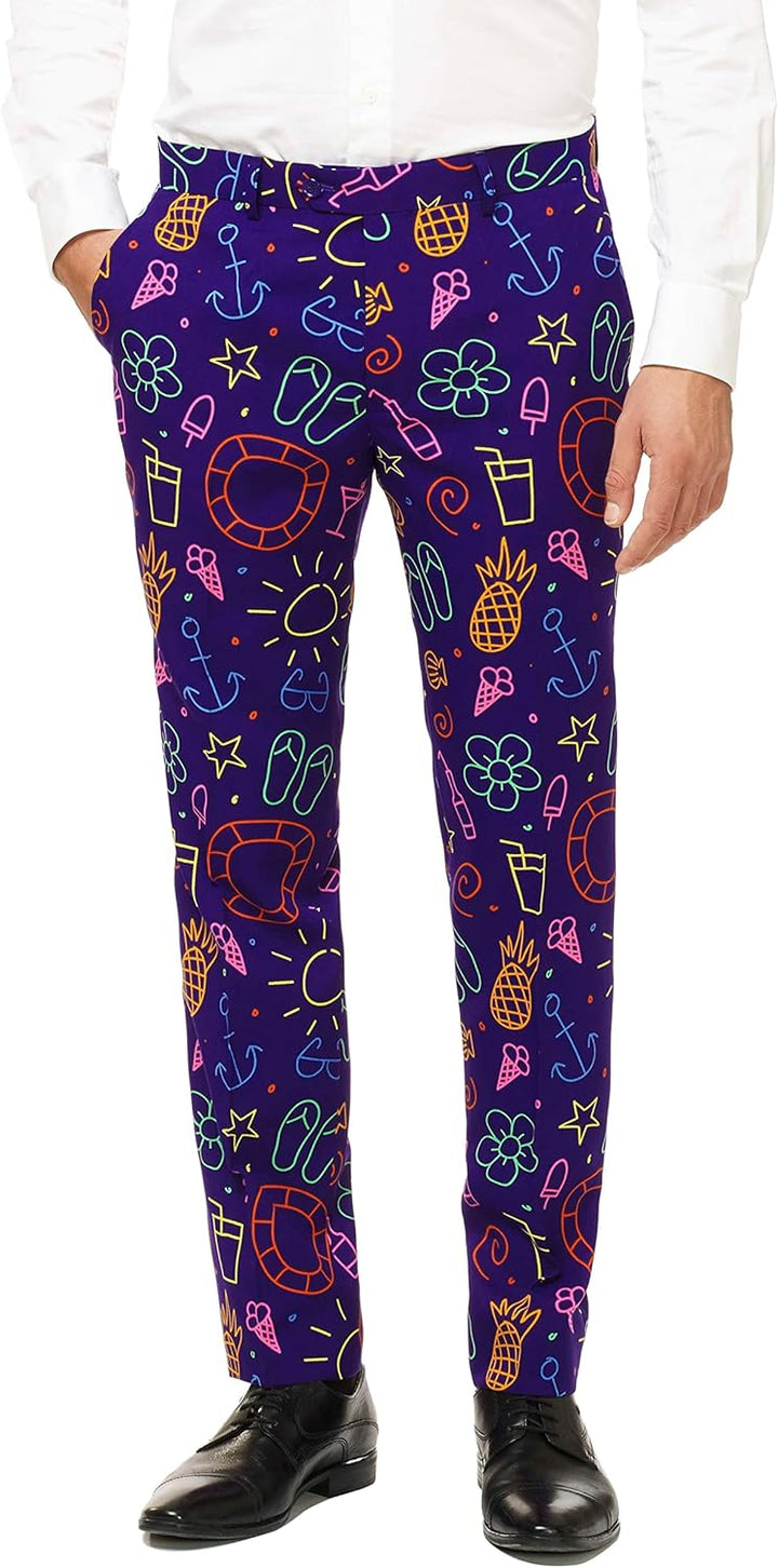 OppoSuits Modisch Party Einfarbige Anzüge für Herren - Mit Jackett, Hose und Krawatte 50 Doodle Dude