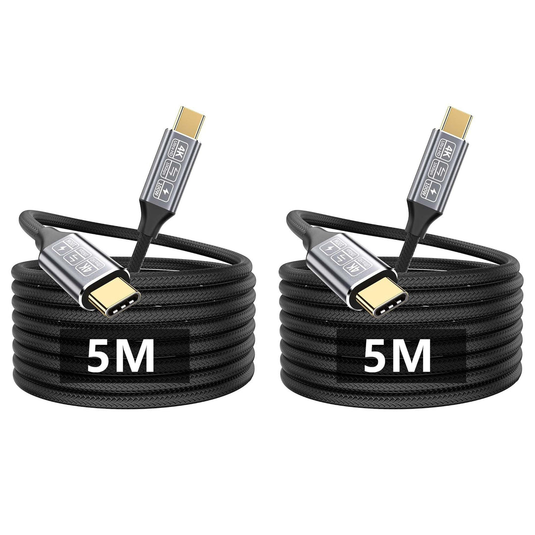 CAKOBLE 2Pack USB C Kabel 5m, usb c auf usb c kabel 3.1 Gen2 Typ C,10 Gbps Datenübertragung,100W 20V