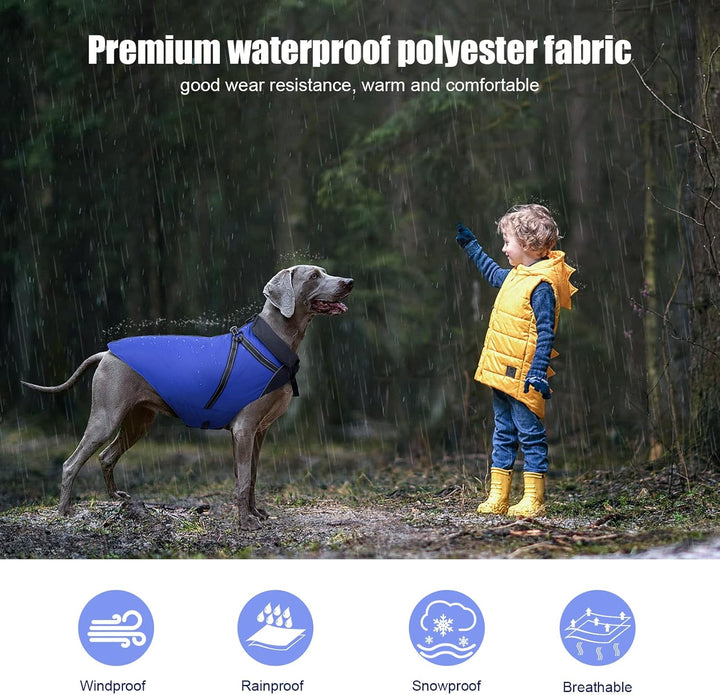 Buddypuppy Hundemantel Winter, Warme Hundejacke Wasserdicht mit Geschirr für Mittel und Grosse Hunde
