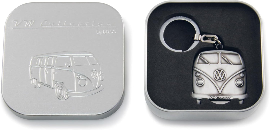 BRISA VW Collection - T1 Bulli Bus Schlüsselanhänger mit Einkaufswagenchip Bulli/Antiksilber, Bulli/