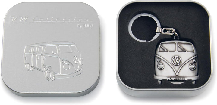 BRISA VW Collection - T1 Bulli Bus Schlüsselanhänger mit Einkaufswagenchip Bulli/Antiksilber, Bulli/