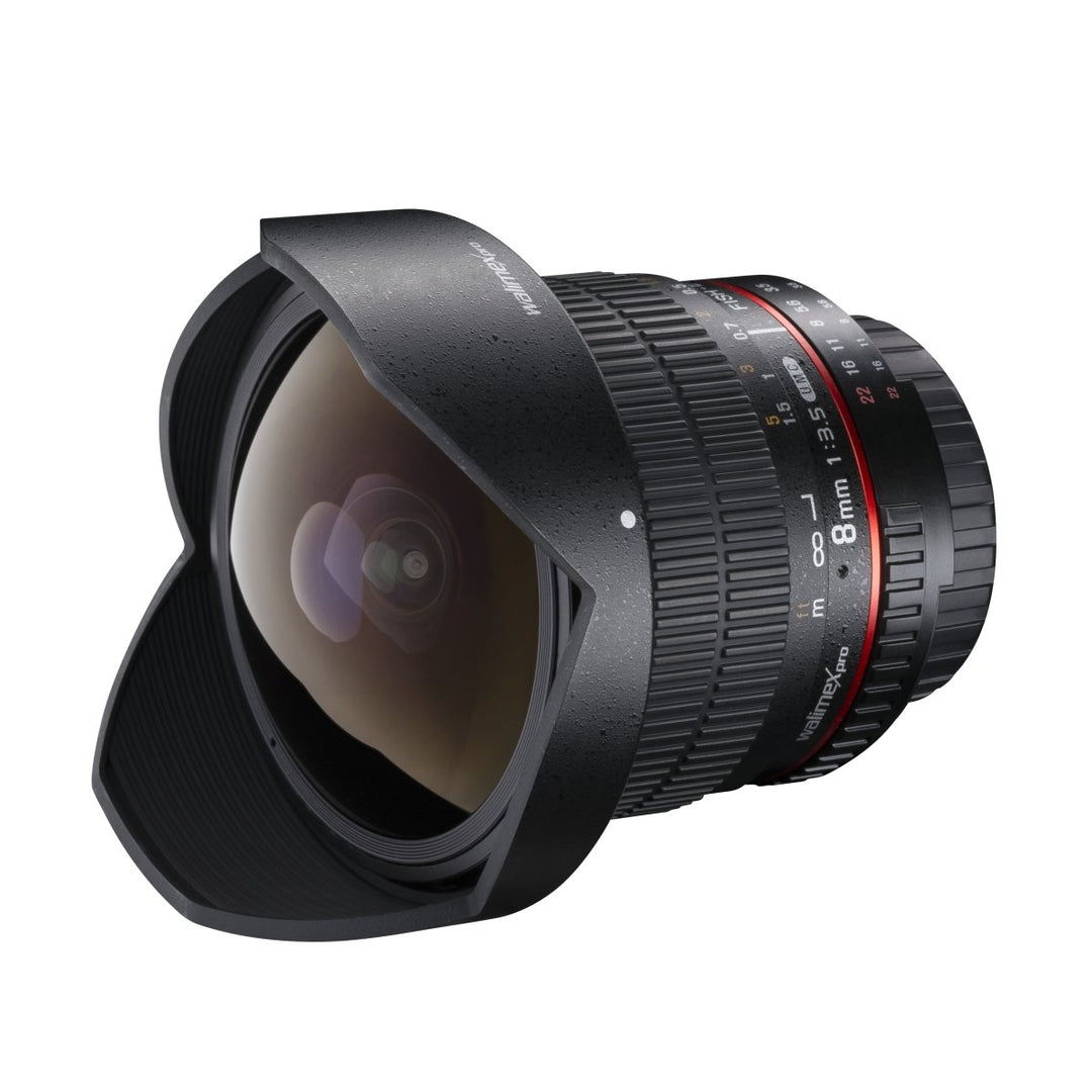 Walimex Pro 8 mm f1:3,5 Festbrennweite manueller Fokus Ultraweitwinkelobjektiv (geeignet für Canon E