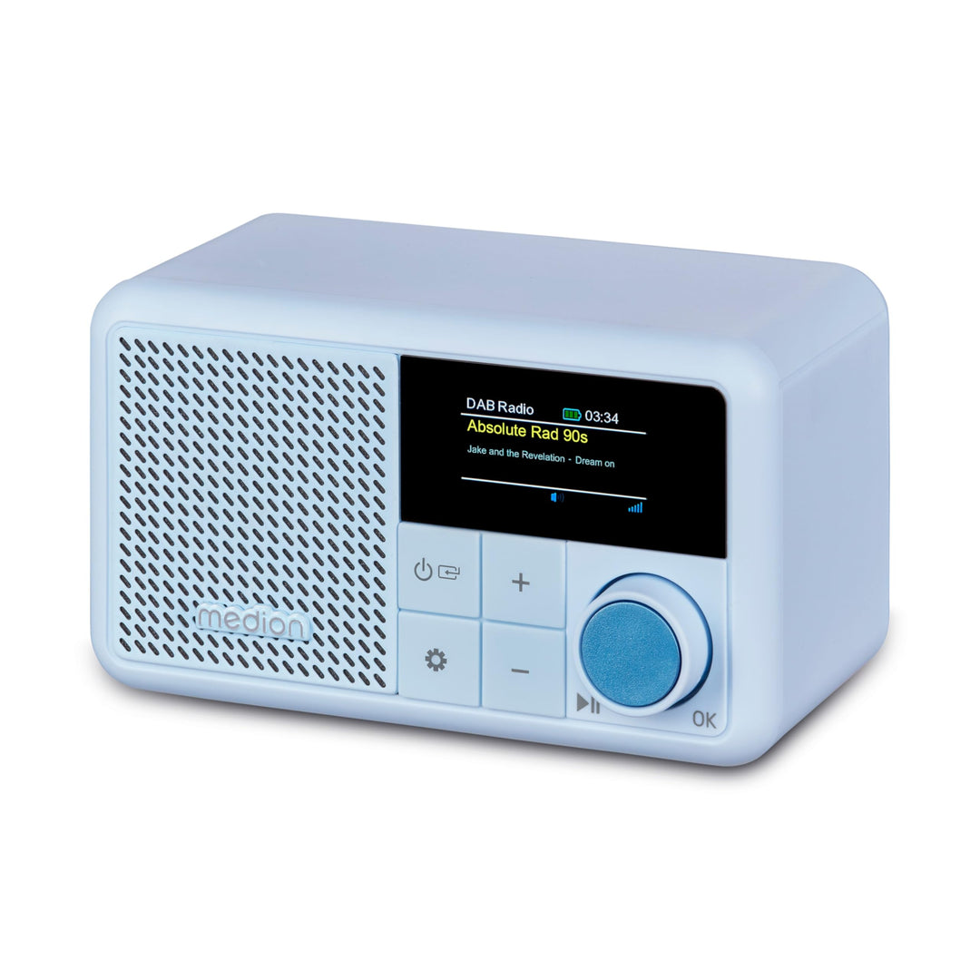 MEDION S66822 Tragbares Mini DAB+ Radio mit Bluetooth (Akku, dimmbares Farbdisplay, Teleskopantenne,