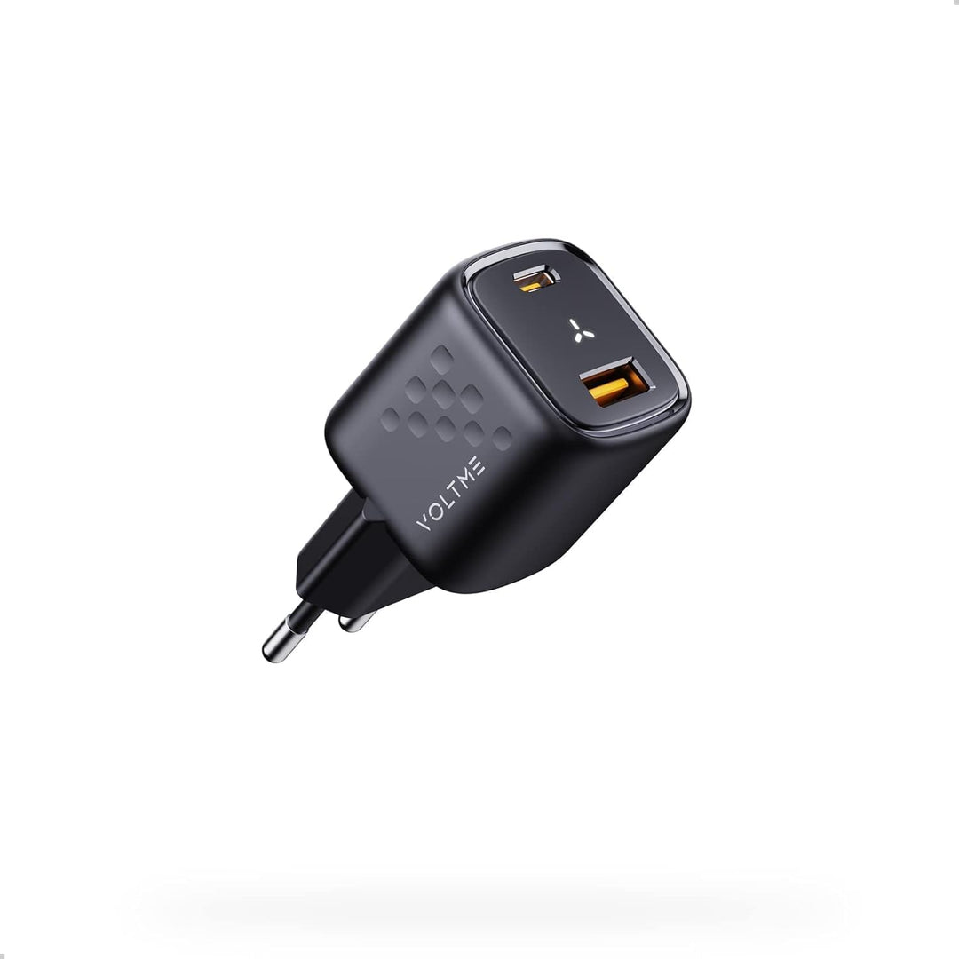 VOLTME USB-C Ladegerät 30W Dual Port Ladestecker Schnellladegerät Schwarz, USB Netzteil USB C PD3.0