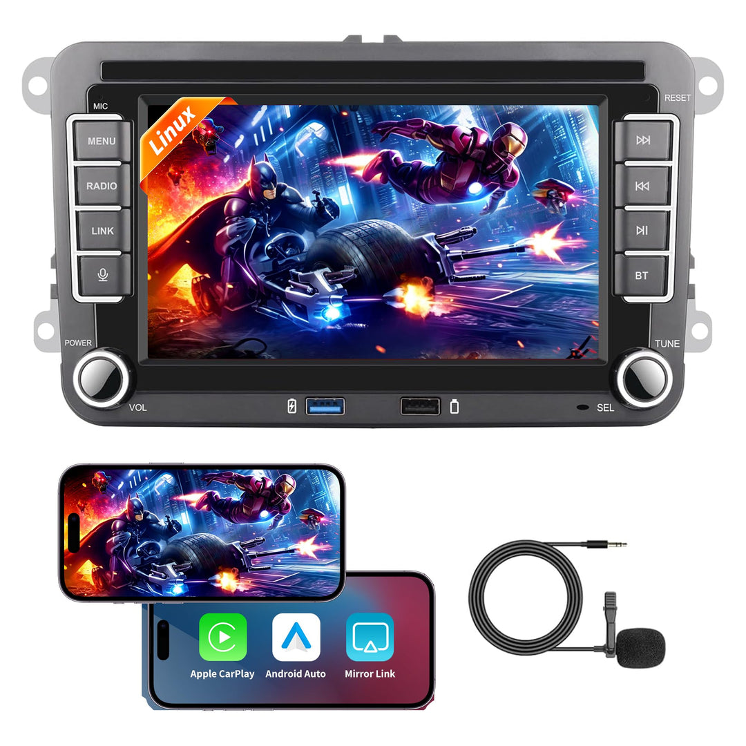Linux Autoradio Mit Bildschirm für Golf 5 6 VW Polo 6R T5 Passat Touran Seat, 7 Zoll Wireless Carpla