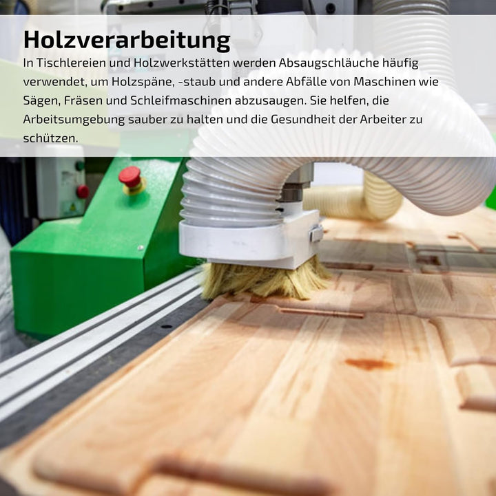 Absaugschlauch 0,4 mm - 130 mm / 5 m transparent für Absauganlage Spiralschlauch schwer entflammbar