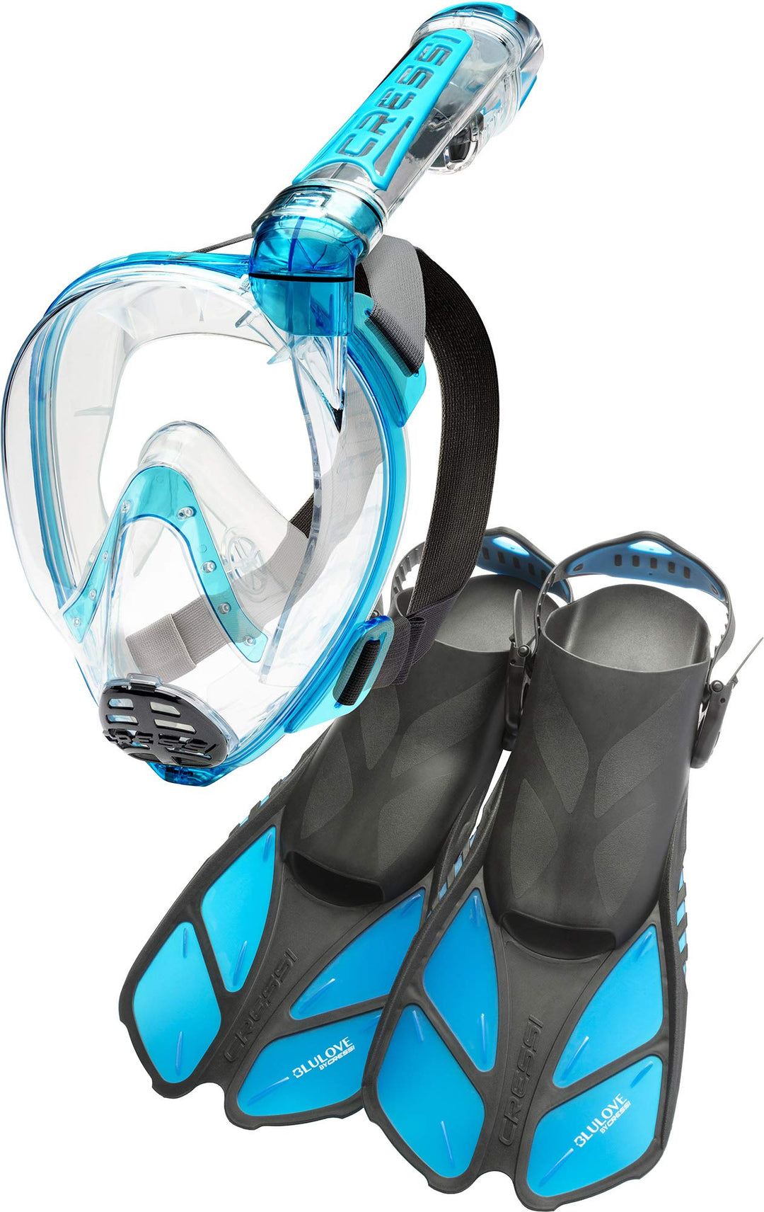 Cressi Schorkelset Flossen Erwachsene Vollmaske Duke &amp; Bonete Flossen Verstellbare Duke M/L - Bonete