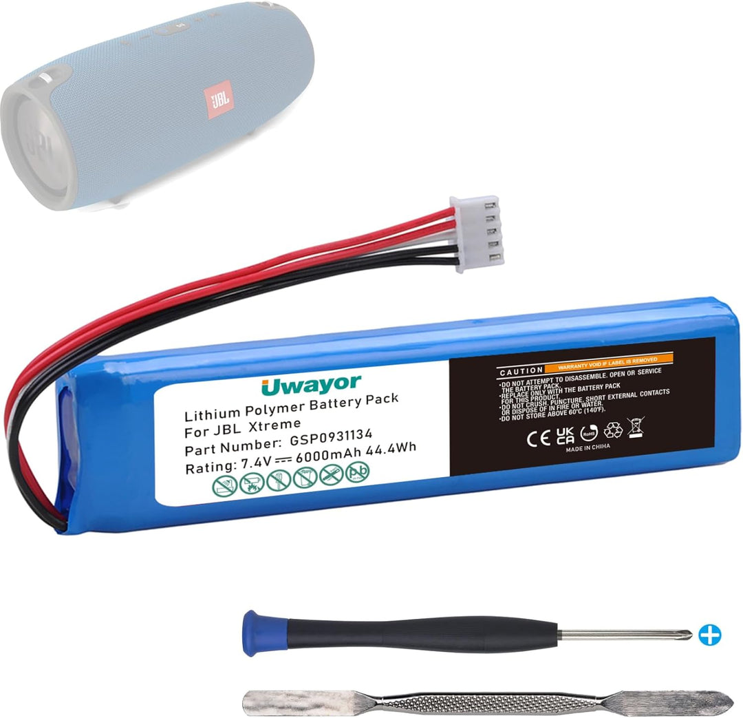 6000mAh Ersatzakku für JBL Xtreme Bluetooth-Lautsprecher, Extreme Teilenummer GSP0931134, 7,4V JBL X