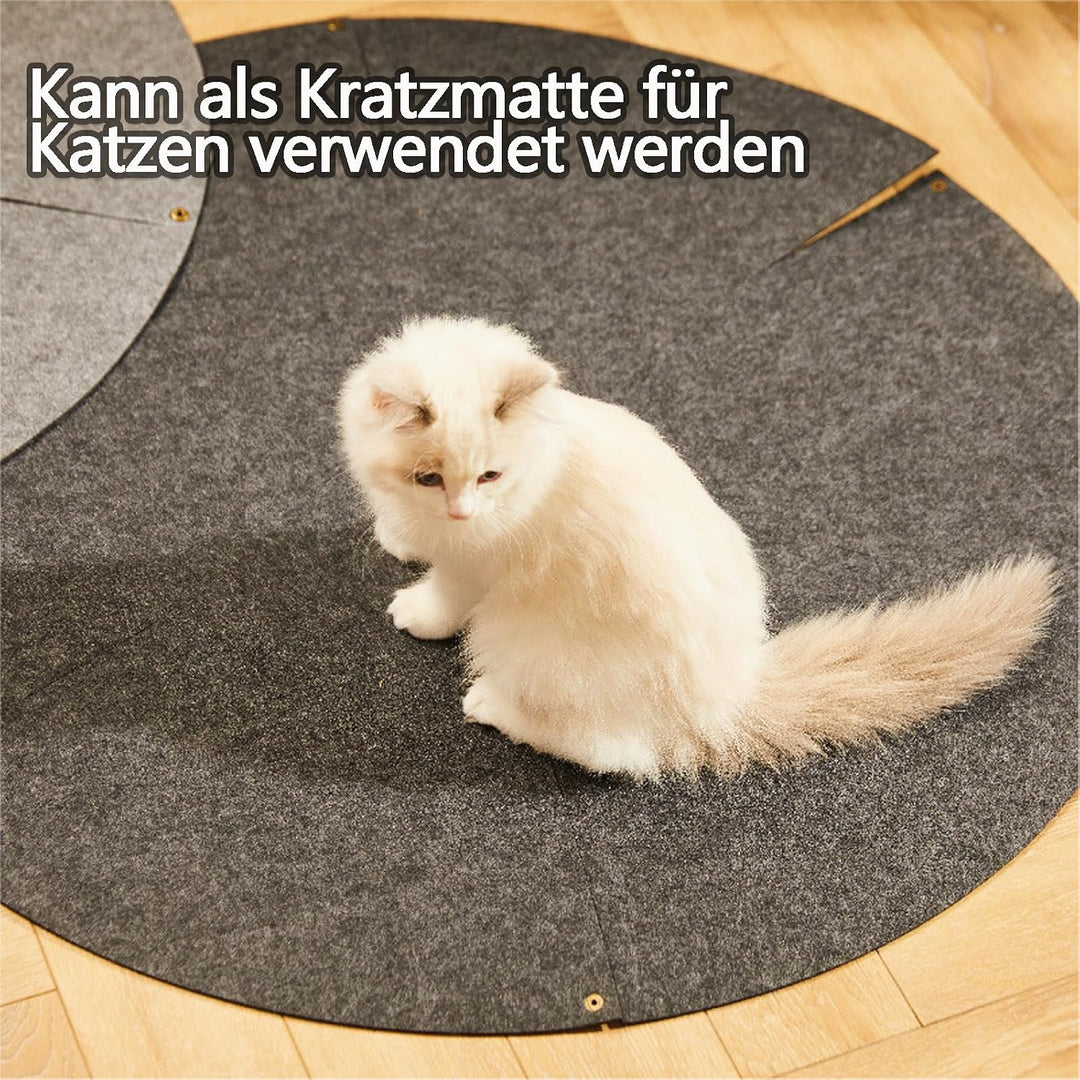 2-in-1 Abnehmbarem Katzenhöhle, Filz Katzenkorb mit Kratzmatte, 48 x 48 x 23cm Indoor Katzenhaus, Fa