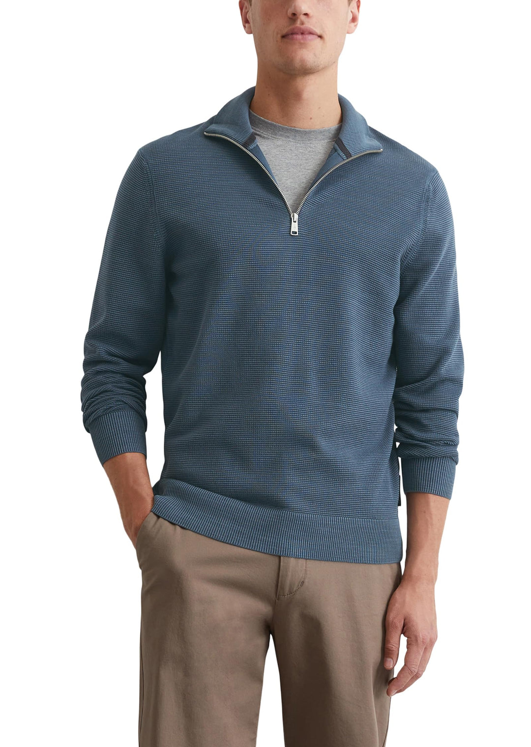 Marc O'Polo Herren Strickpullover aus Bio-Baumwolle mit Reissverschluss S M849, S M849