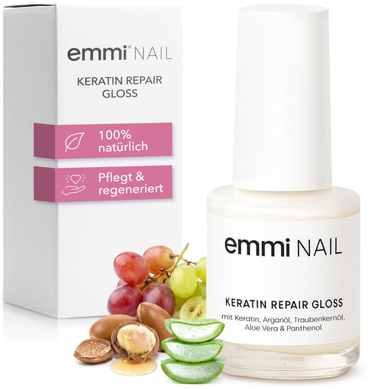 Emmi-Nail Keratin Repair Gloss 12ml - Pflegender Kur-Lack Nagelhärter - HEMA-frei, Lufttrocknend, Na