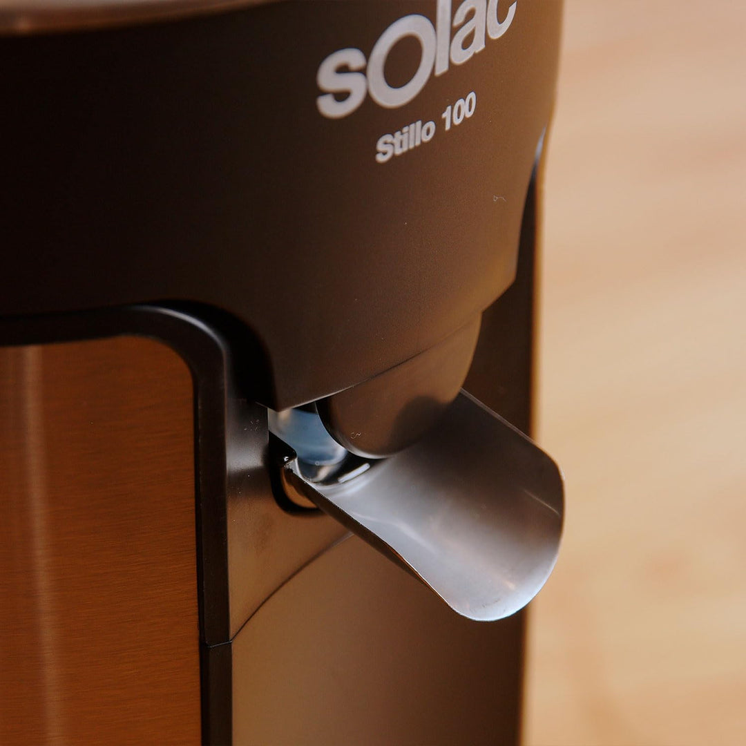 Solac Stillo 100 Entsafter, 100 W, Edelstahl, 2 abnehmbare Kegel, auslaufsicher, kontinuierliches Au