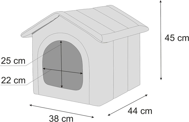 Hundehütte Hundehöhle Hundebett Hundehaus Katzenhöhle mittle M - 44x38 cm hellgrau mit schwarz M - 4