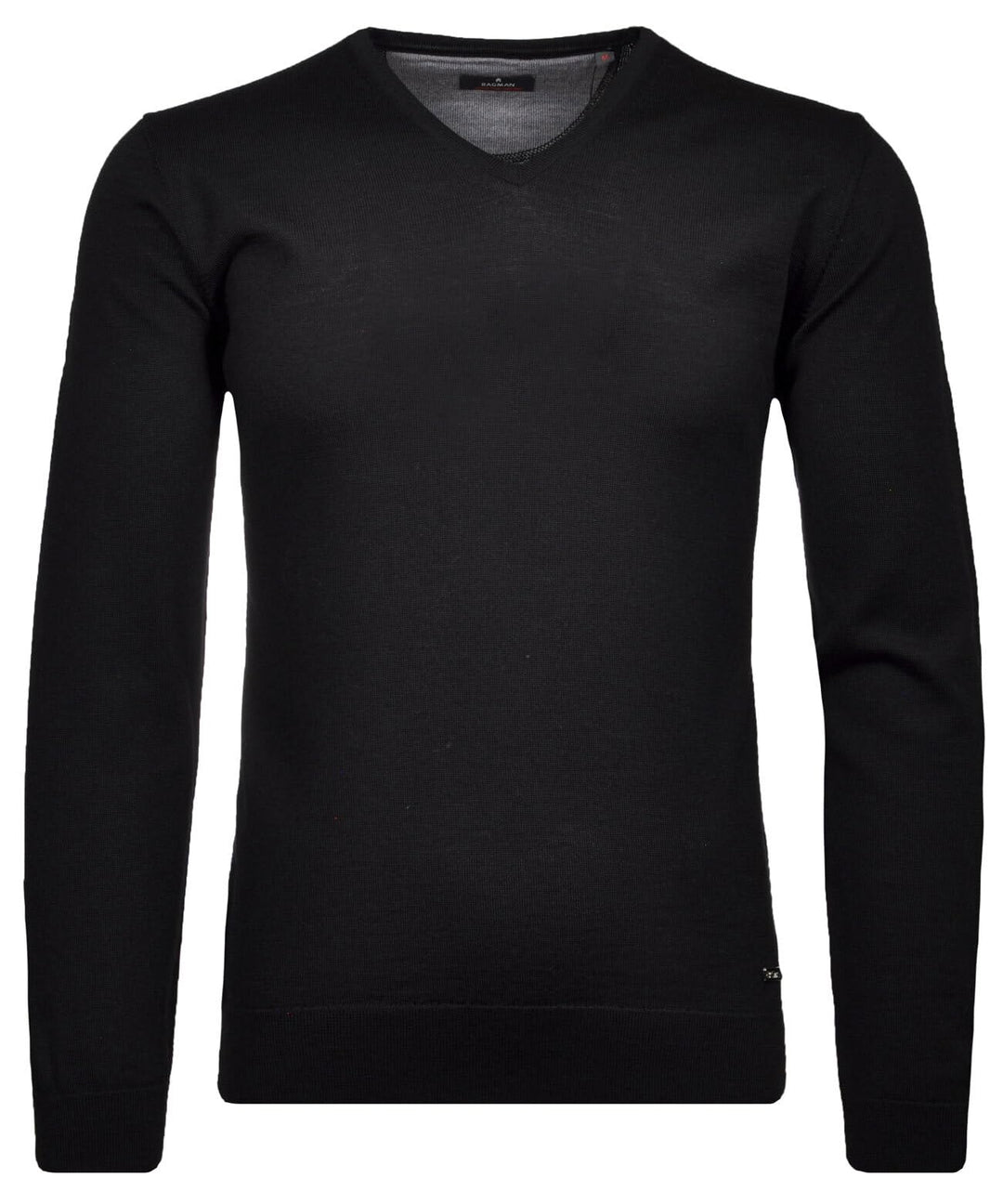 RAGMAN Herren Merino-Pullover V-Ausschnitt M Schwarz-009, M Schwarz-009