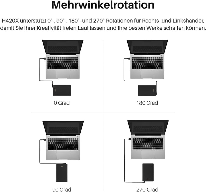 HUION Inspiroy H420X Grafiktablett, 4.17 x 2.6 Zoll Zeichentablett, Pen Tablet mit 8192 Drucksensiti